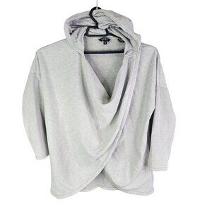 Womens Gray Lauren Ralph Lauren Hooded Drape Front Sweatshirt Long Sleeve XL